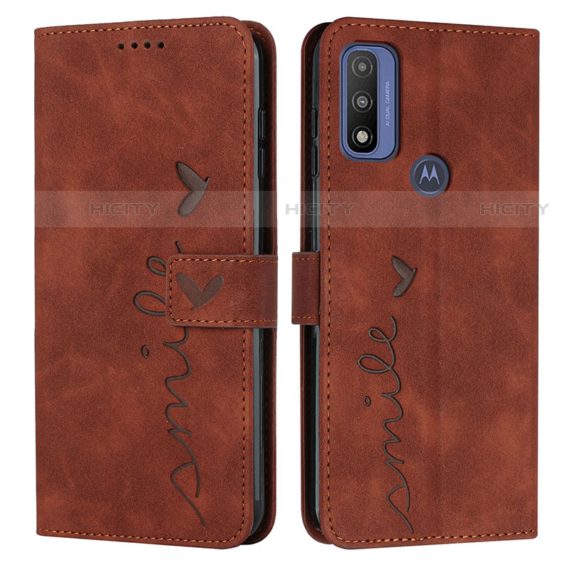 Custodia Portafoglio In Pelle Cover con Supporto Y03X per Motorola Moto G Pure Marrone