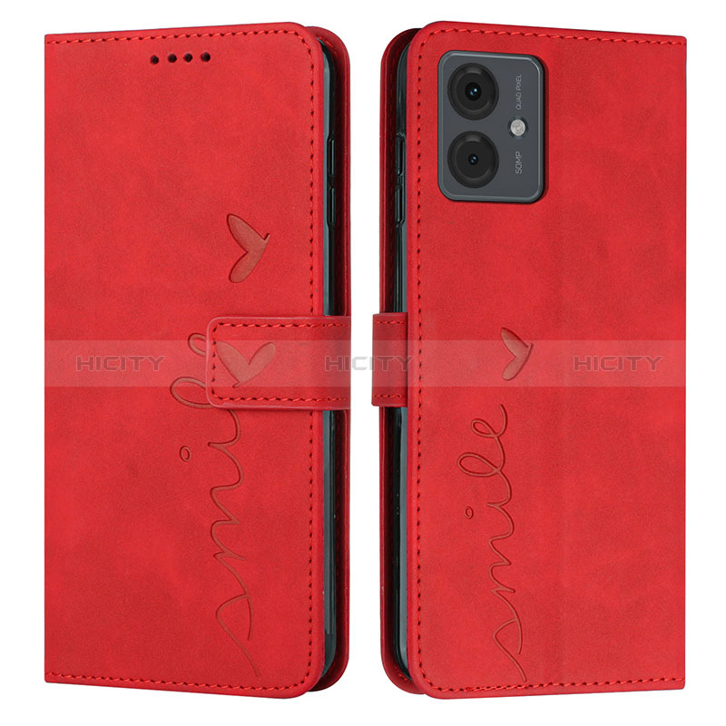 Custodia Portafoglio In Pelle Cover con Supporto Y03X per Motorola Moto G14 Rosso