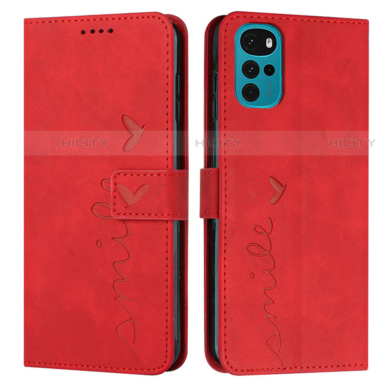 Custodia Portafoglio In Pelle Cover con Supporto Y03X per Motorola Moto G22 Rosso