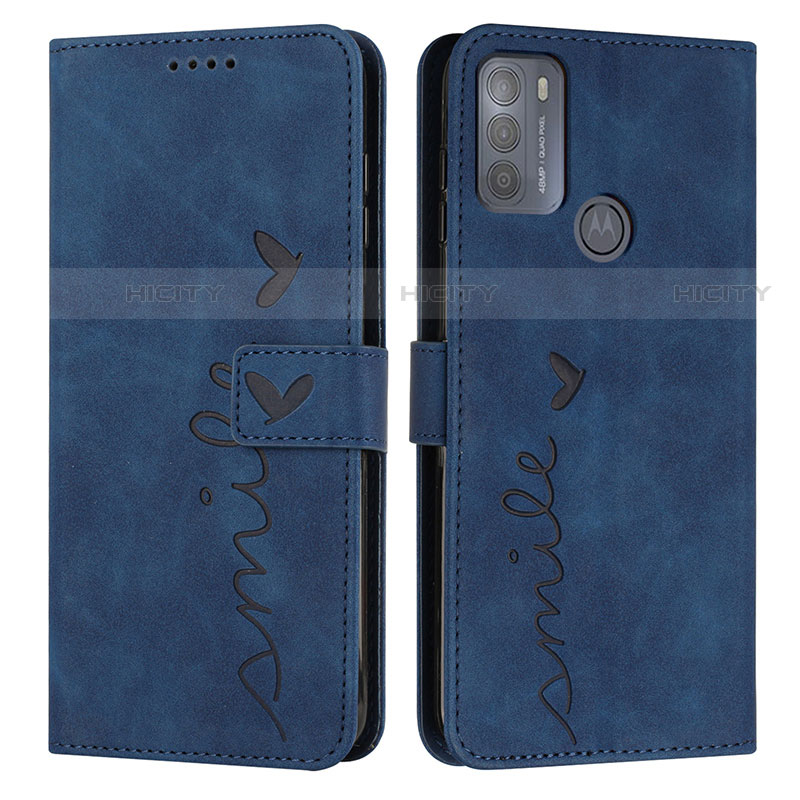 Custodia Portafoglio In Pelle Cover con Supporto Y03X per Motorola Moto G50 Blu