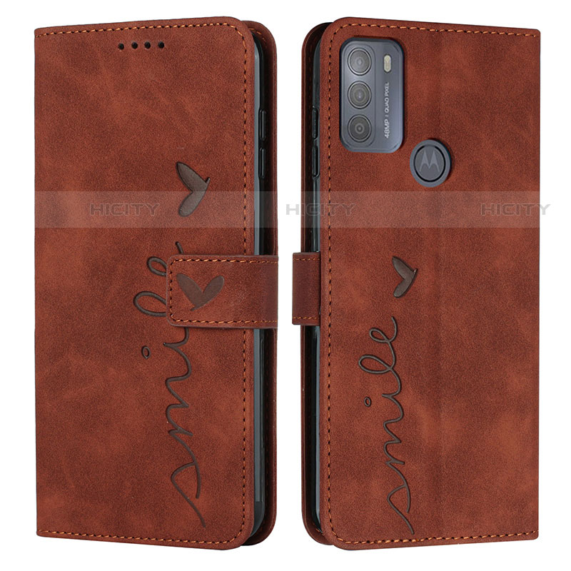 Custodia Portafoglio In Pelle Cover con Supporto Y03X per Motorola Moto G50 Marrone