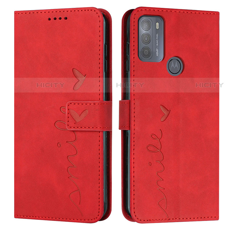 Custodia Portafoglio In Pelle Cover con Supporto Y03X per Motorola Moto G50 Rosso