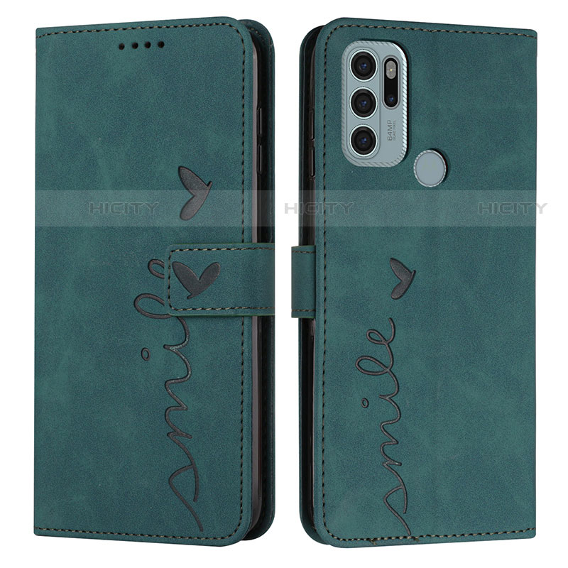 Custodia Portafoglio In Pelle Cover con Supporto Y03X per Motorola Moto G60s Verde