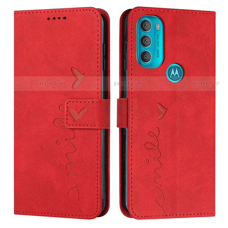 Custodia Portafoglio In Pelle Cover con Supporto Y03X per Motorola Moto G71 5G Rosso