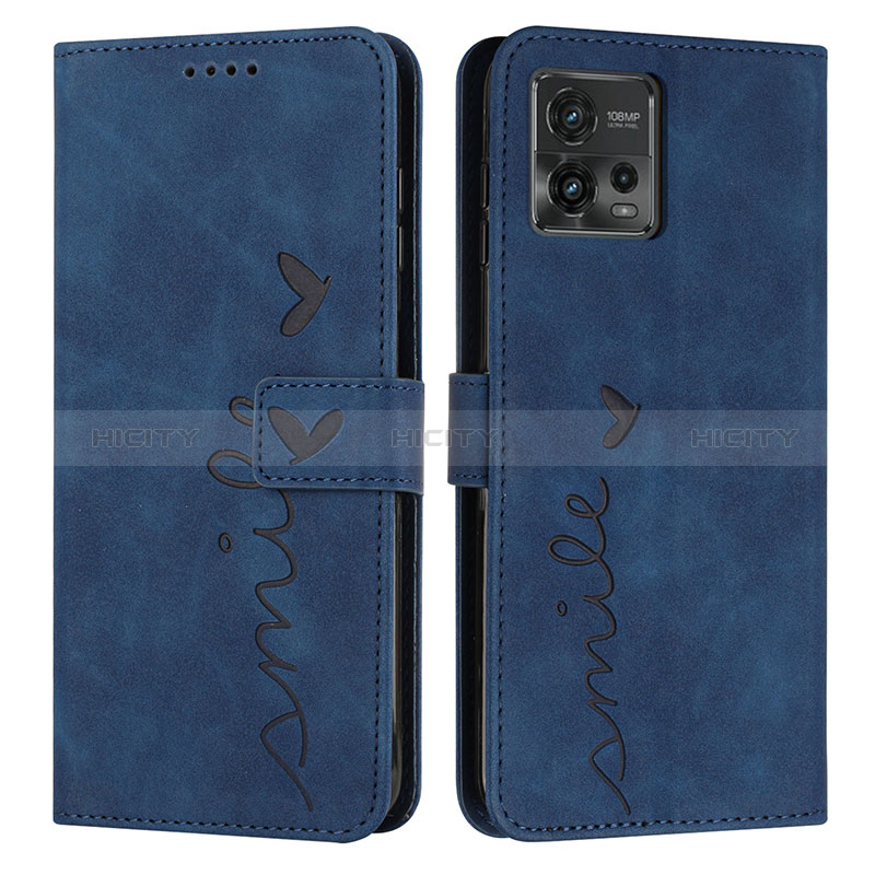 Custodia Portafoglio In Pelle Cover con Supporto Y03X per Motorola Moto G72 Blu