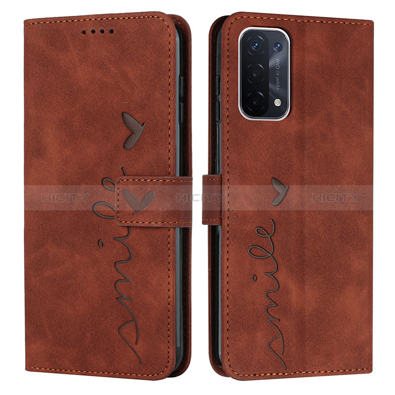 Custodia Portafoglio In Pelle Cover con Supporto Y03X per Oppo A54 5G Marrone