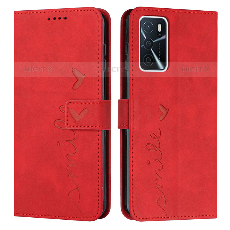 Custodia Portafoglio In Pelle Cover con Supporto Y03X per Oppo A54s Rosso