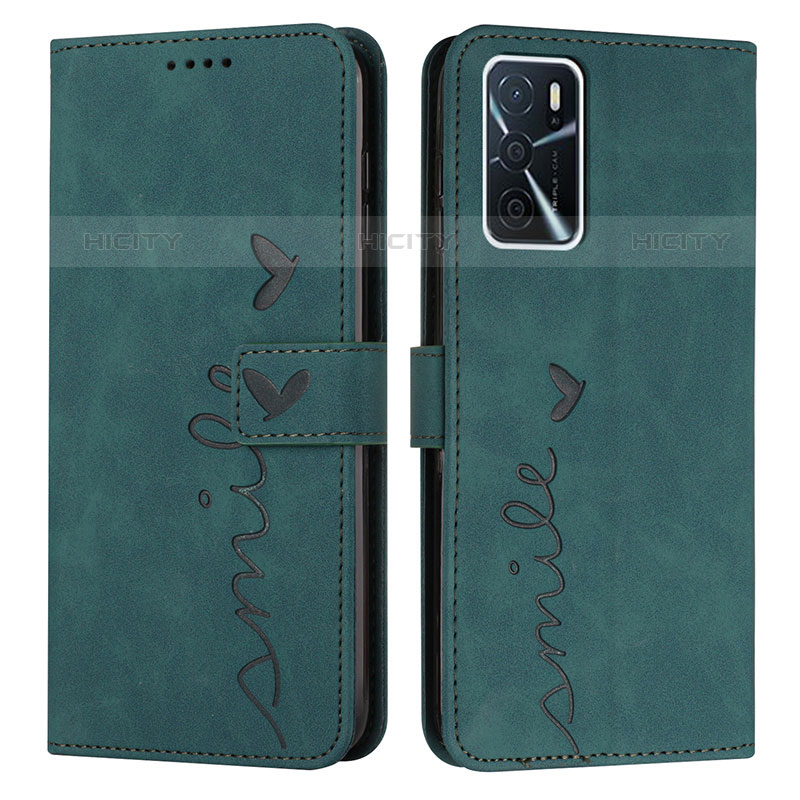 Custodia Portafoglio In Pelle Cover con Supporto Y03X per Oppo A54s Verde