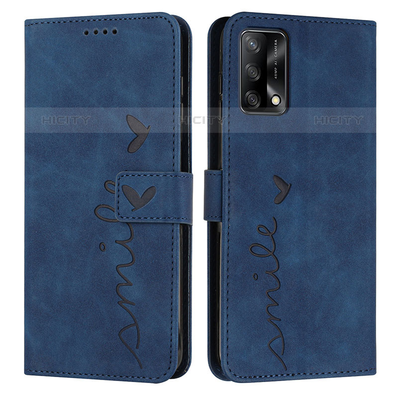 Custodia Portafoglio In Pelle Cover con Supporto Y03X per Oppo A74 4G Blu