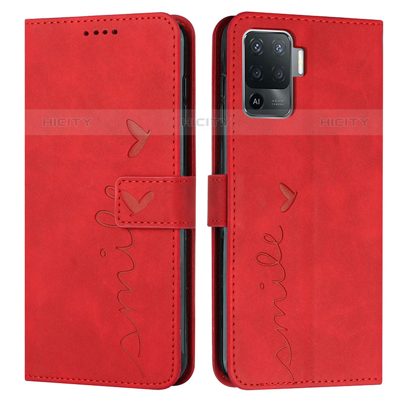 Custodia Portafoglio In Pelle Cover con Supporto Y03X per Oppo A94 4G Rosso