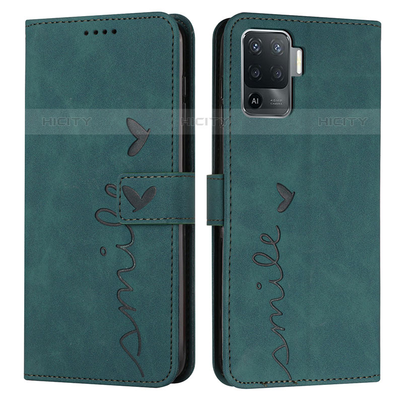 Custodia Portafoglio In Pelle Cover con Supporto Y03X per Oppo F19 Pro Verde