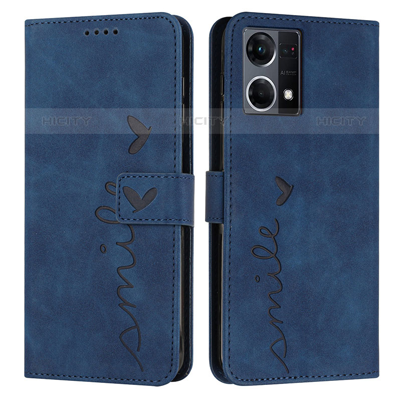 Custodia Portafoglio In Pelle Cover con Supporto Y03X per Oppo F21 Pro 4G Blu