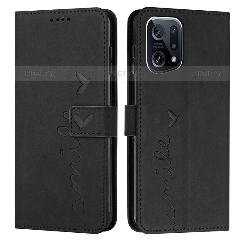 Custodia Portafoglio In Pelle Cover con Supporto Y03X per Oppo Find X5 Pro 5G Nero