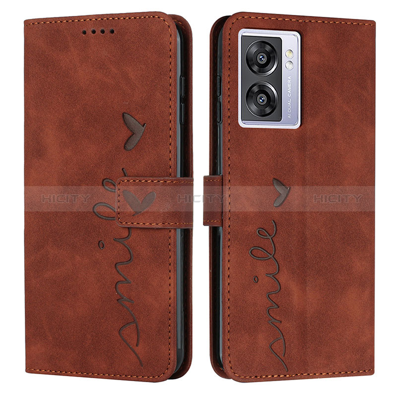 Custodia Portafoglio In Pelle Cover con Supporto Y03X per Oppo K10 5G India Marrone