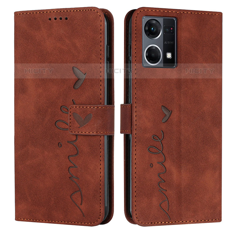 Custodia Portafoglio In Pelle Cover con Supporto Y03X per Oppo Reno7 4G Marrone