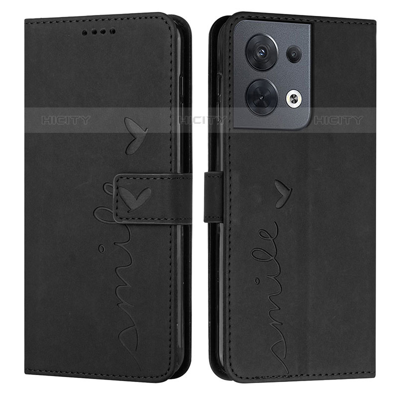 Custodia Portafoglio In Pelle Cover con Supporto Y03X per Oppo Reno8 5G Nero