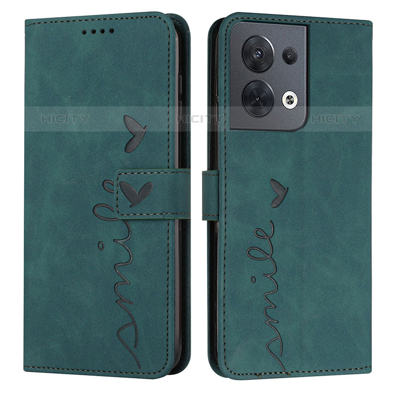 Custodia Portafoglio In Pelle Cover con Supporto Y03X per Oppo Reno8 5G Verde