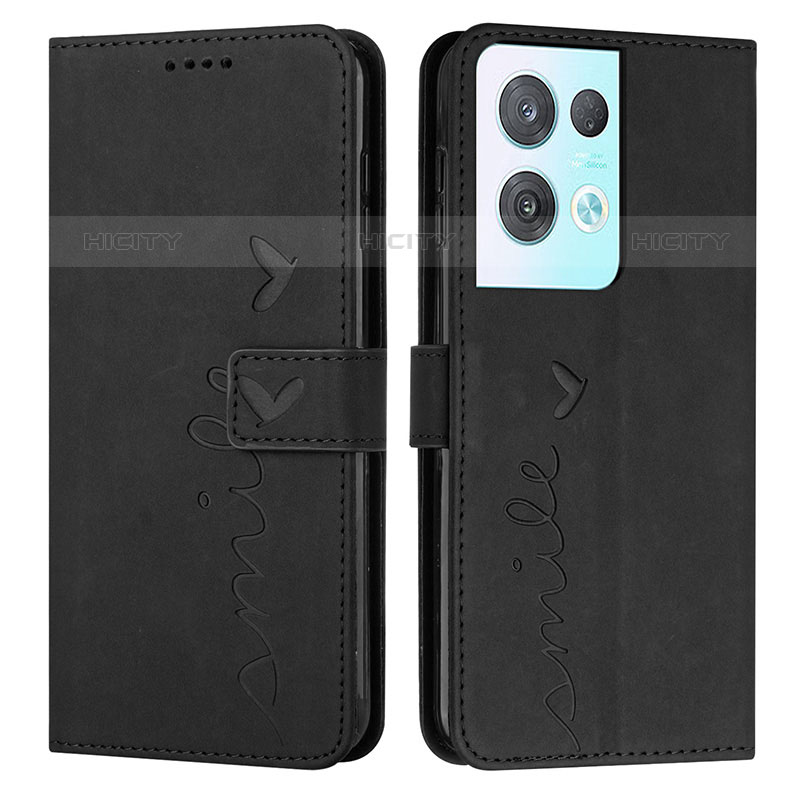 Custodia Portafoglio In Pelle Cover con Supporto Y03X per Oppo Reno8 Pro 5G Nero