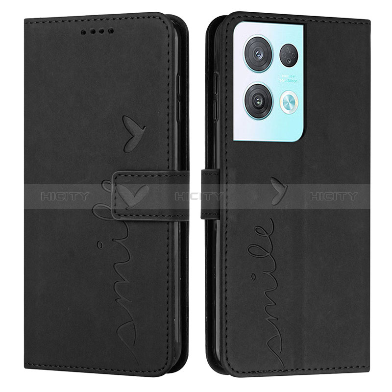 Custodia Portafoglio In Pelle Cover con Supporto Y03X per Oppo Reno9 Pro+ Plus 5G Nero