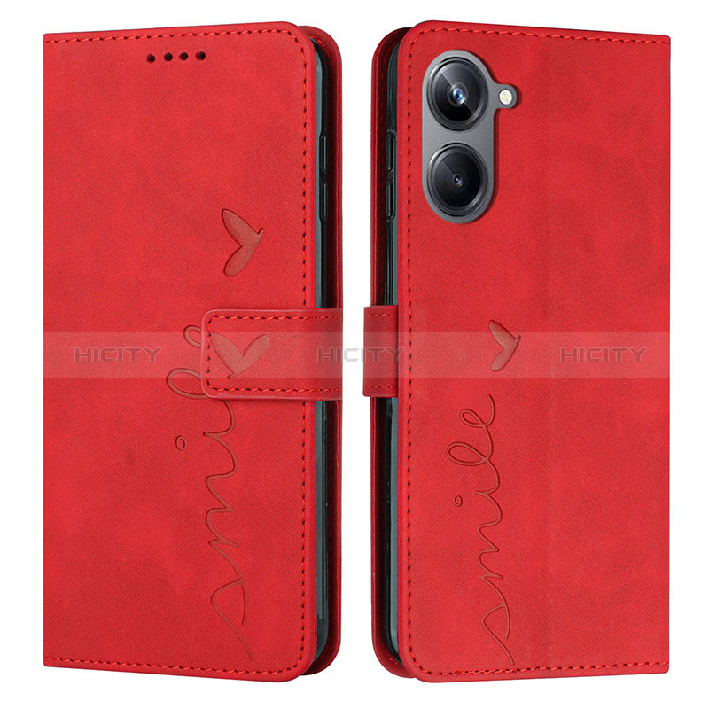 Custodia Portafoglio In Pelle Cover con Supporto Y03X per Realme 10 4G Rosso