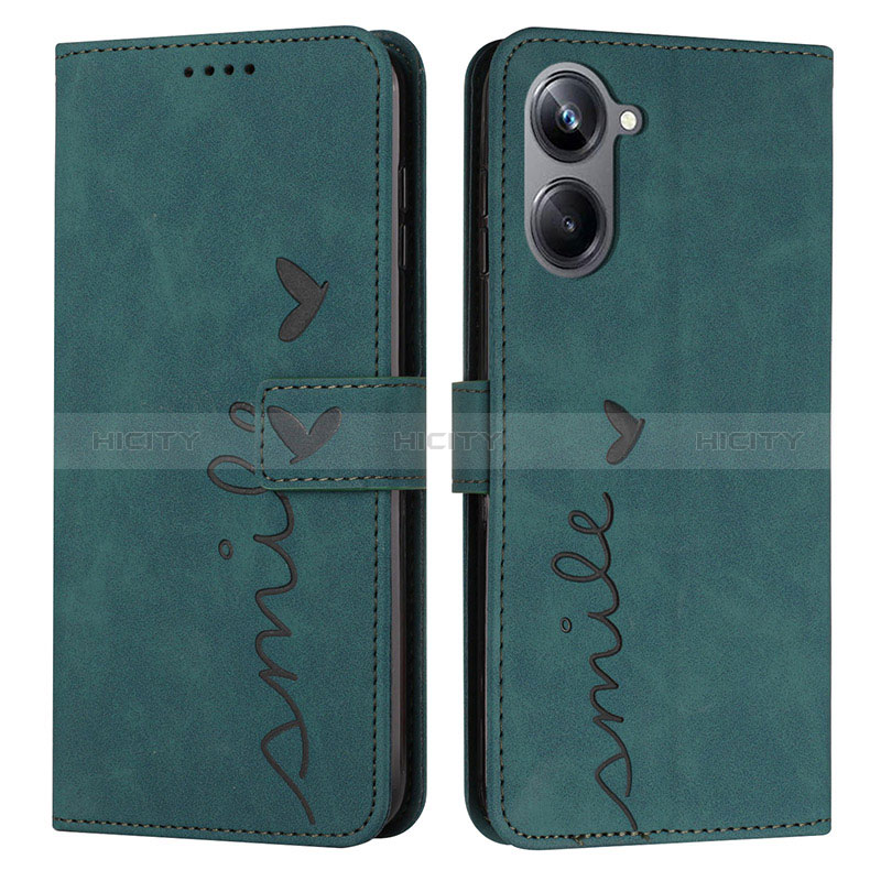 Custodia Portafoglio In Pelle Cover con Supporto Y03X per Realme 10 4G Verde