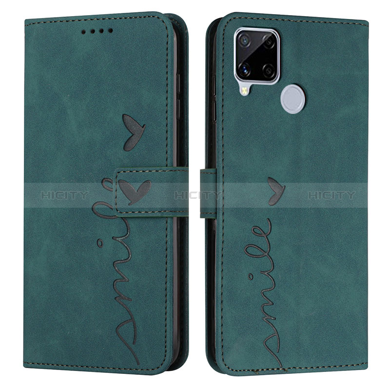 Custodia Portafoglio In Pelle Cover con Supporto Y03X per Realme 7i RMX2193 Verde