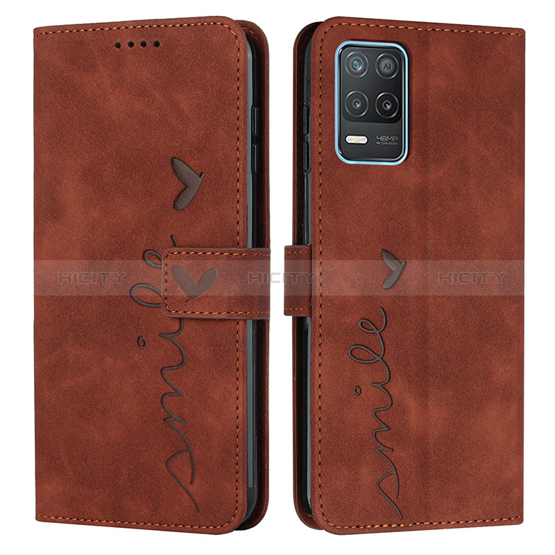 Custodia Portafoglio In Pelle Cover con Supporto Y03X per Realme 9 5G India Marrone