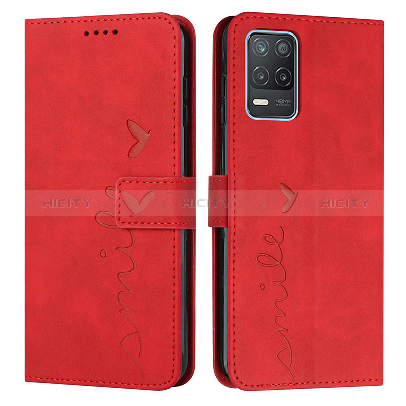 Custodia Portafoglio In Pelle Cover con Supporto Y03X per Realme 9 5G India Rosso