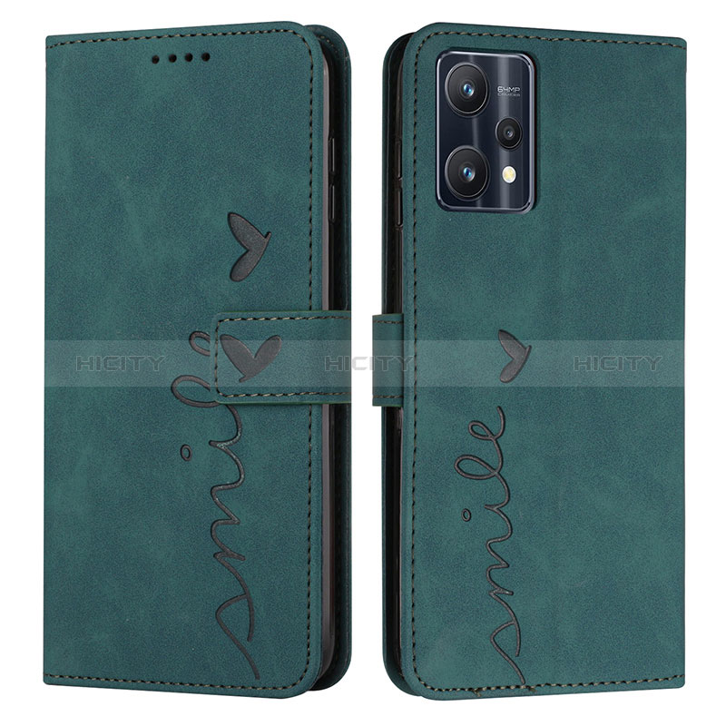 Custodia Portafoglio In Pelle Cover con Supporto Y03X per Realme 9 5G Verde