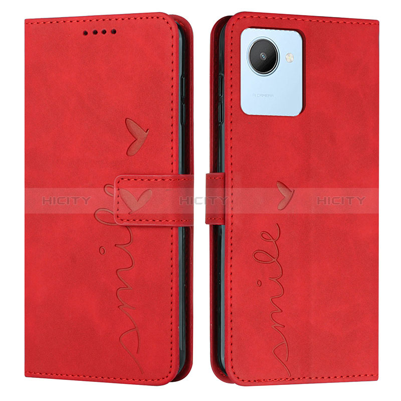 Custodia Portafoglio In Pelle Cover con Supporto Y03X per Realme C30s Rosso