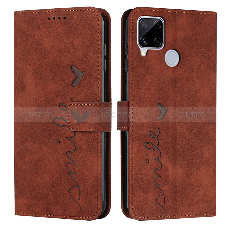 Custodia Portafoglio In Pelle Cover con Supporto Y03X per Realme Narzo 20 Marrone