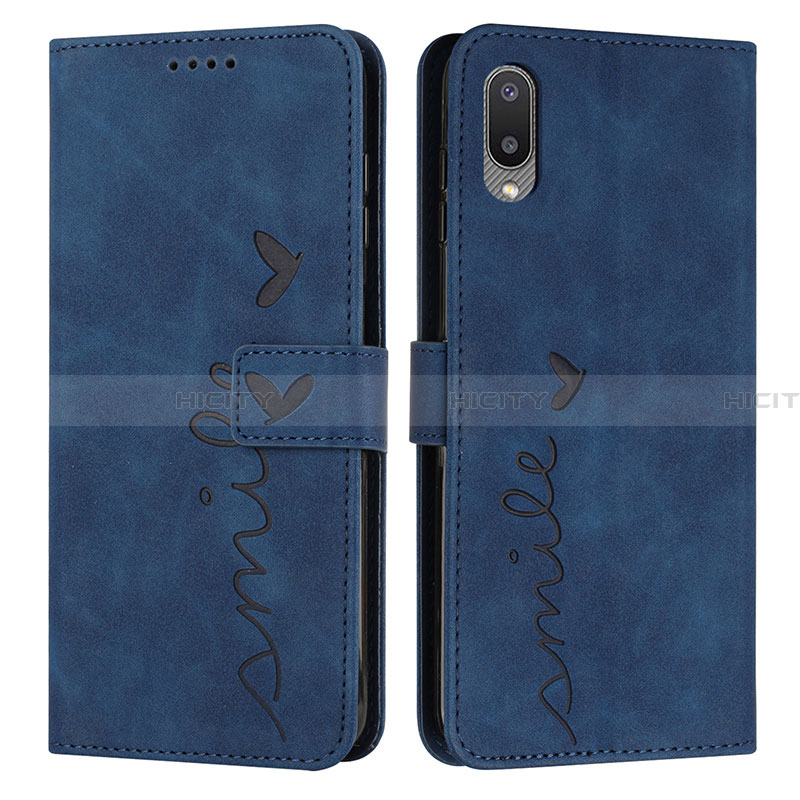 Custodia Portafoglio In Pelle Cover con Supporto Y03X per Samsung Galaxy A02 Blu