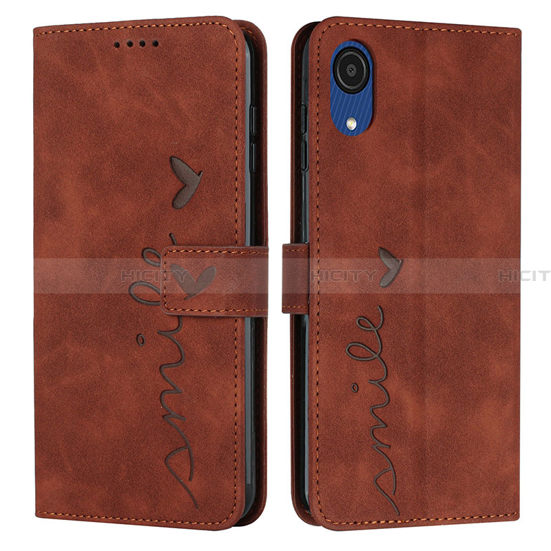 Custodia Portafoglio In Pelle Cover con Supporto Y03X per Samsung Galaxy A03 Core Marrone