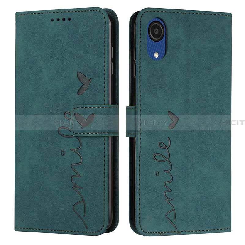 Custodia Portafoglio In Pelle Cover con Supporto Y03X per Samsung Galaxy A03 Core Verde