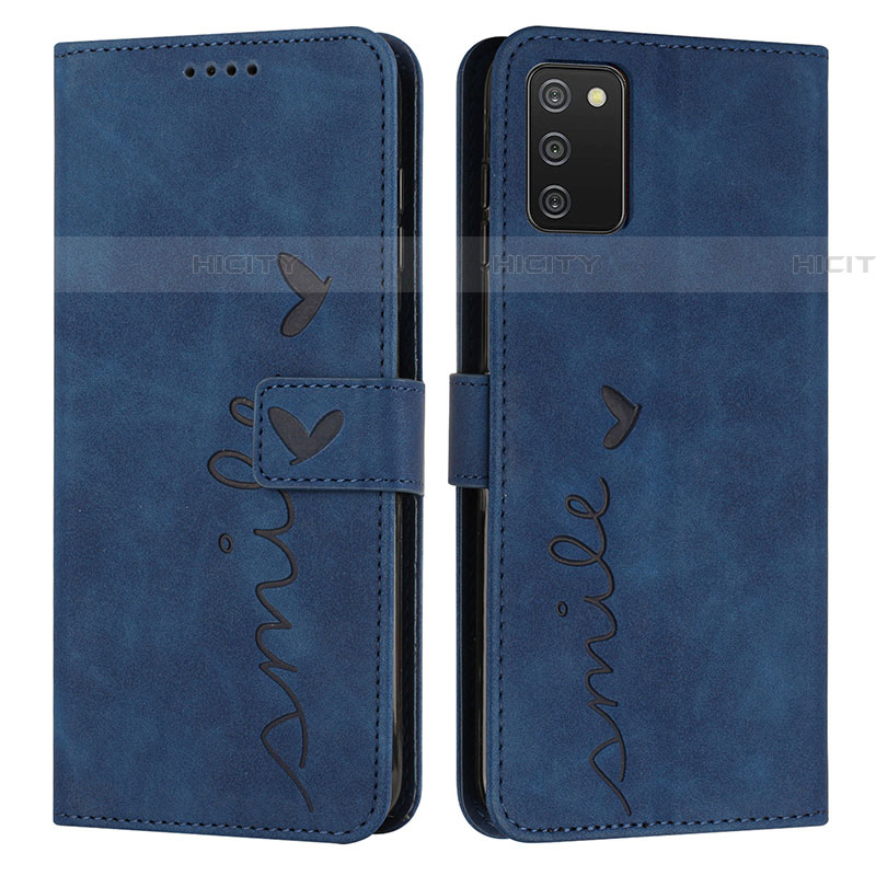 Custodia Portafoglio In Pelle Cover con Supporto Y03X per Samsung Galaxy A03s Blu