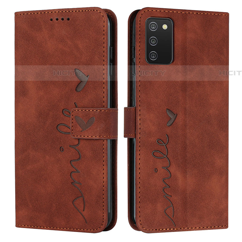 Custodia Portafoglio In Pelle Cover con Supporto Y03X per Samsung Galaxy A03s Marrone