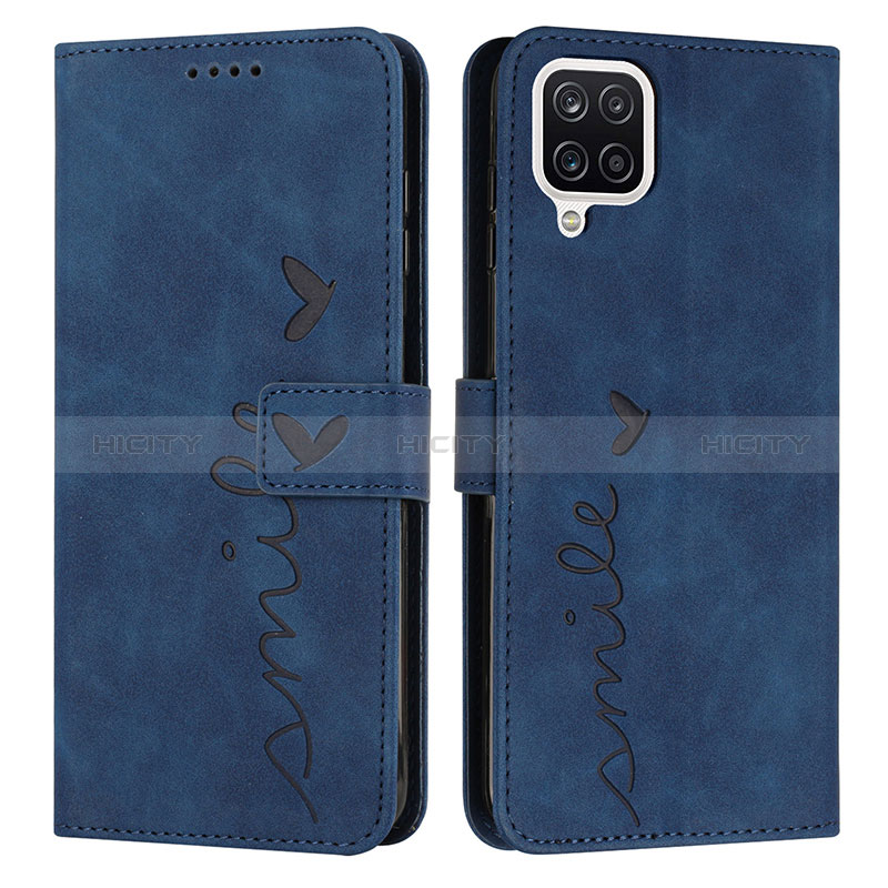 Custodia Portafoglio In Pelle Cover con Supporto Y03X per Samsung Galaxy A12 Nacho Blu