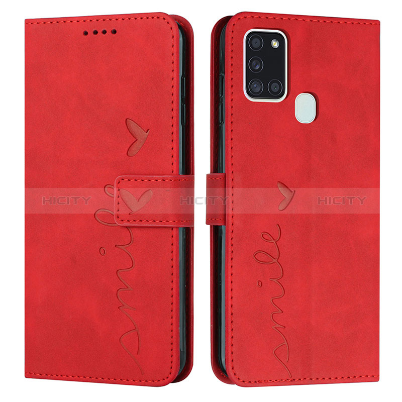 Custodia Portafoglio In Pelle Cover con Supporto Y03X per Samsung Galaxy A21s Rosso