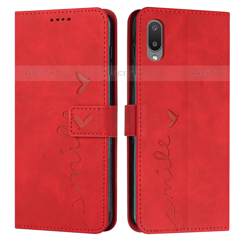 Custodia Portafoglio In Pelle Cover con Supporto Y03X per Samsung Galaxy M02 Rosso