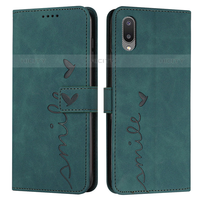 Custodia Portafoglio In Pelle Cover con Supporto Y03X per Samsung Galaxy M02 Verde