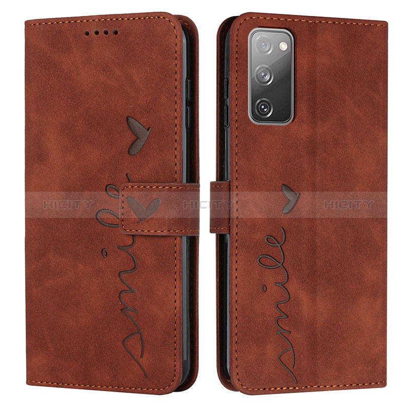 Custodia Portafoglio In Pelle Cover con Supporto Y03X per Samsung Galaxy S20 FE 4G Marrone