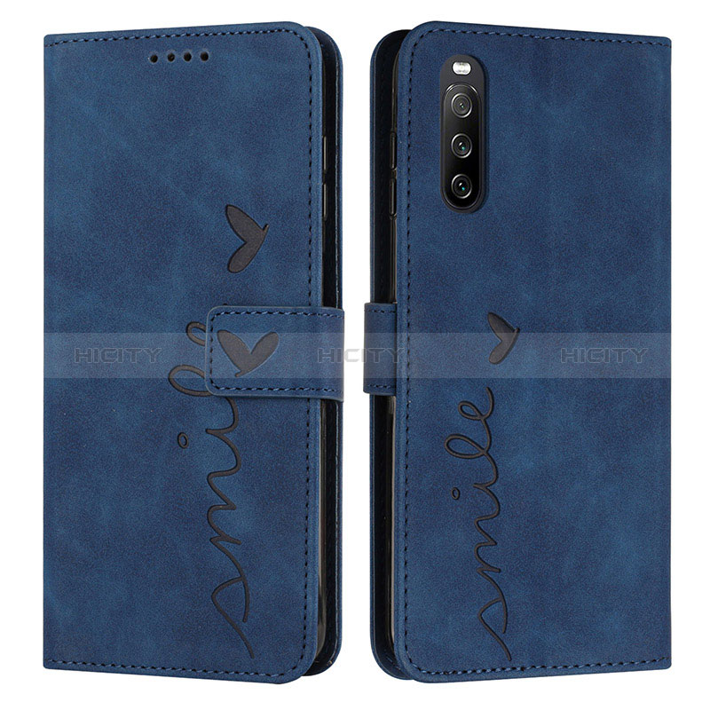 Custodia Portafoglio In Pelle Cover con Supporto Y03X per Sony Xperia 10 IV Blu