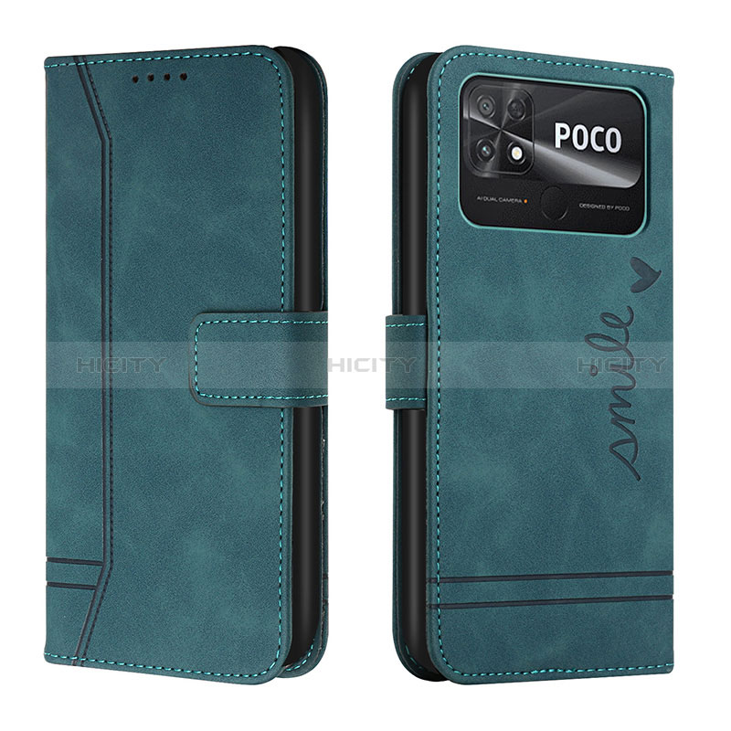 Custodia Portafoglio In Pelle Cover con Supporto Y03X per Xiaomi Poco C40 Verde