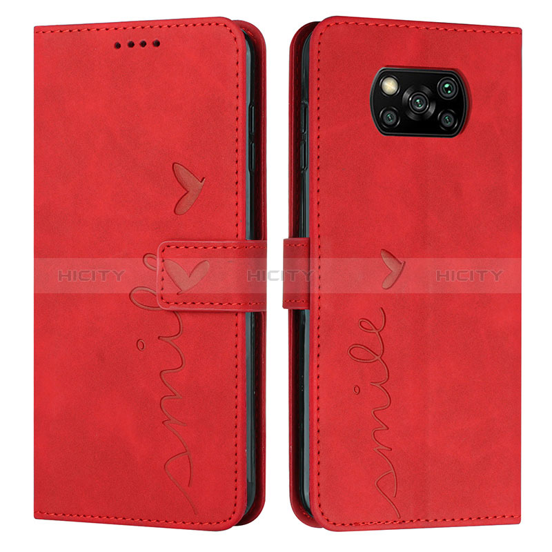 Custodia Portafoglio In Pelle Cover con Supporto Y03X per Xiaomi Poco X3 NFC Rosso