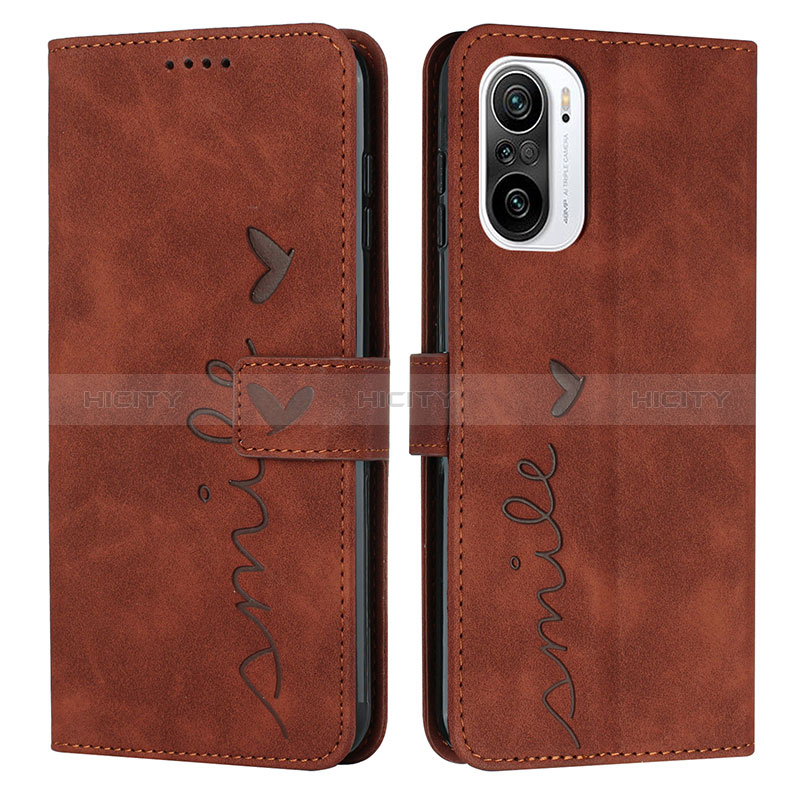 Custodia Portafoglio In Pelle Cover con Supporto Y03X per Xiaomi Redmi K40 Pro 5G Marrone