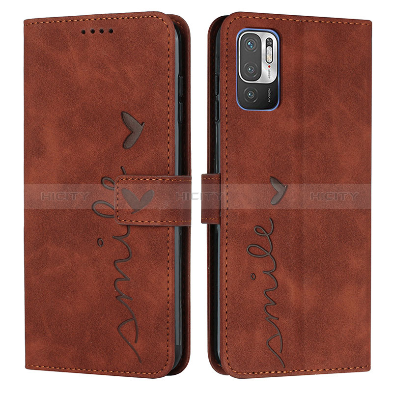 Custodia Portafoglio In Pelle Cover con Supporto Y03X per Xiaomi Redmi Note 10 5G Marrone