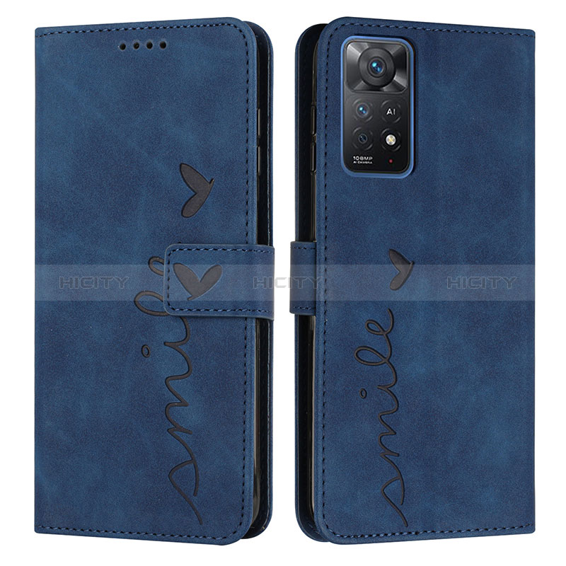 Custodia Portafoglio In Pelle Cover con Supporto Y03X per Xiaomi Redmi Note 11 Pro 4G Blu