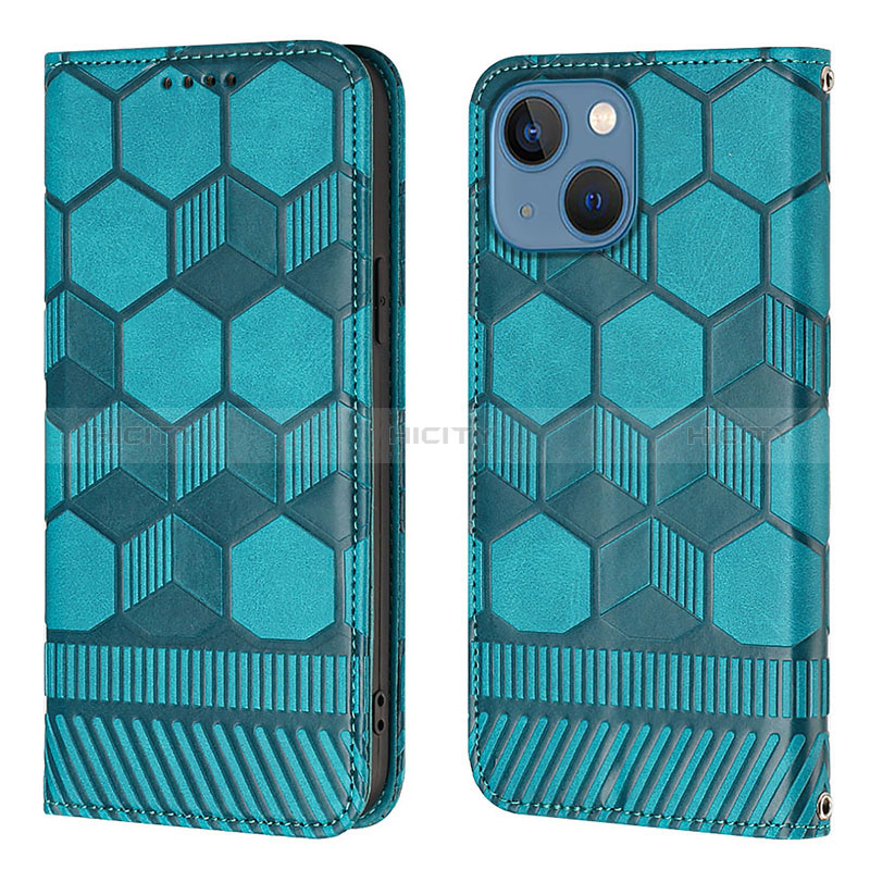 Custodia Portafoglio In Pelle Cover con Supporto Y04B per Apple iPhone 14 Ciano