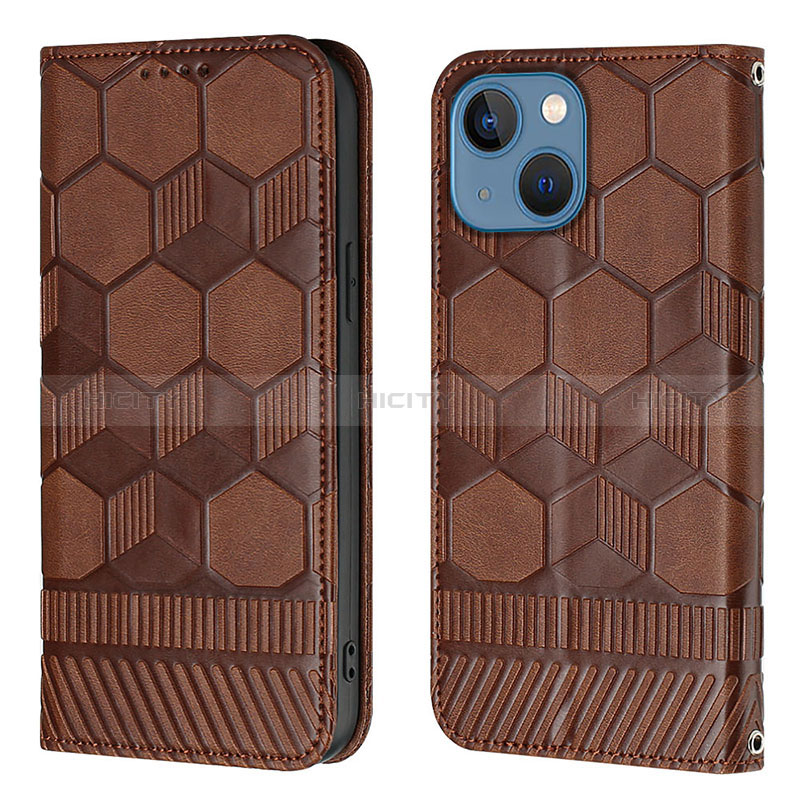 Custodia Portafoglio In Pelle Cover con Supporto Y04B per Apple iPhone 14 Plus Marrone