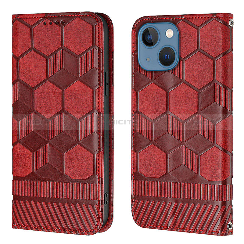 Custodia Portafoglio In Pelle Cover con Supporto Y04B per Apple iPhone 15 Rosso Rosa